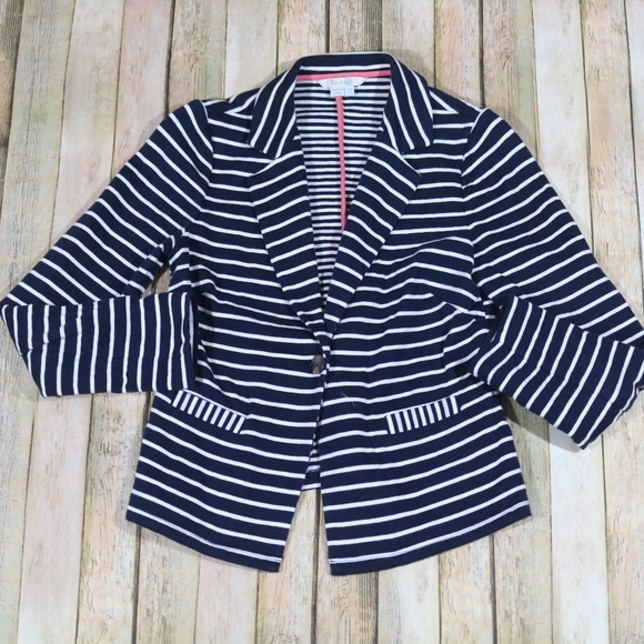 Boden Jackets & Blazers - Boden Summer Jersey Blazer Stripes WL725 V Neck